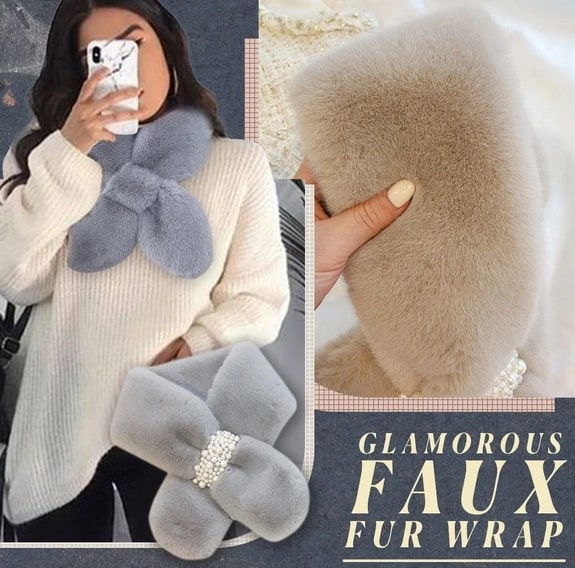 Talvi Diamond Faux Fur Wrap huivi - Image 2