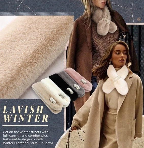 Talvi Diamond Faux Fur Wrap huivi - Image 3