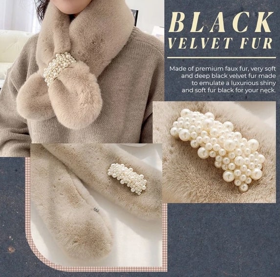 Talvi Diamond Faux Fur Wrap huivi - Image 4