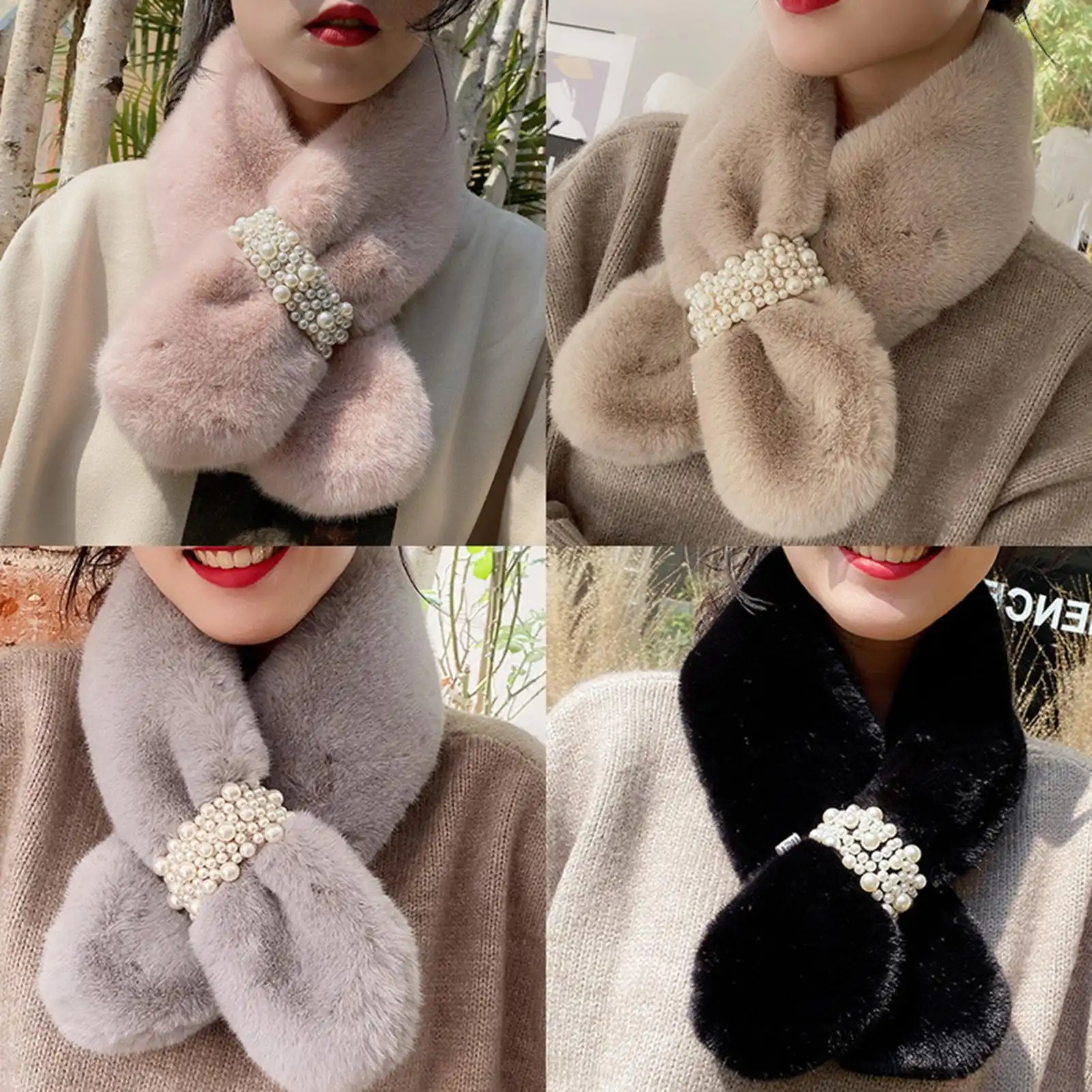 Talvi Diamond Faux Fur Wrap huivi